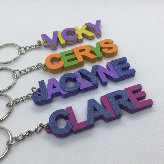 Multi-colour Personalised Keyring, 3D printed keychain, gifts under 5, keychain favours, teacher gift tag, back to school,custom luggage tag