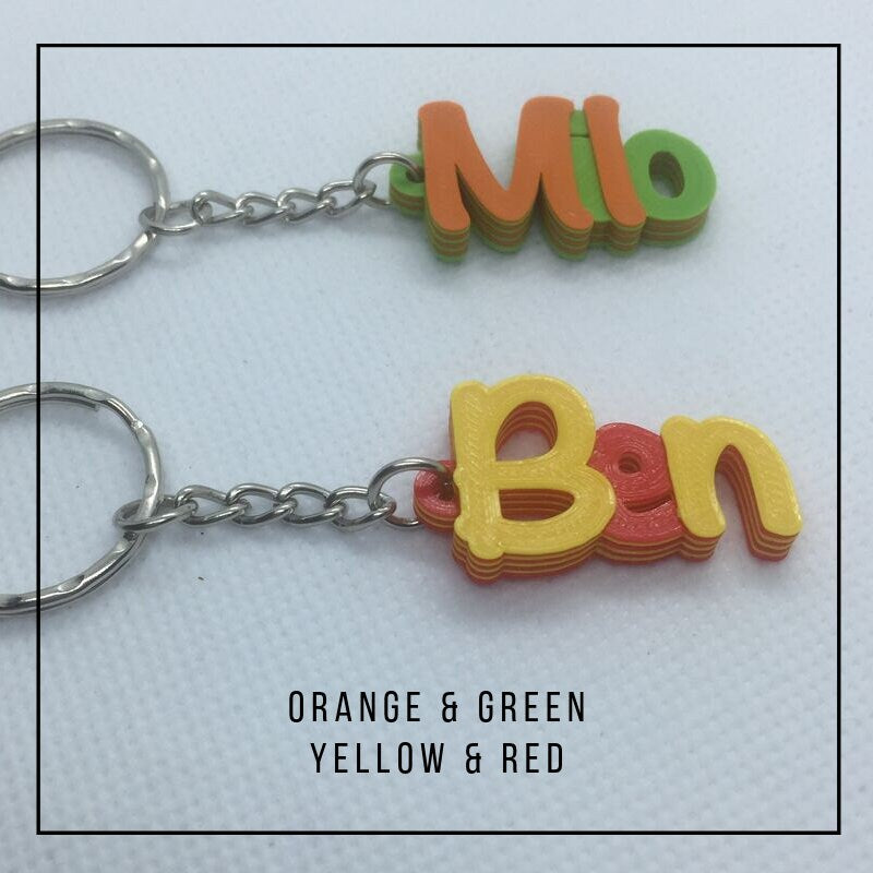 Multi-colour Personalised Keyring, 3D printed keychain, gifts under 5, keychain favours, teacher gift tag, unicorn keychain, biodegradable