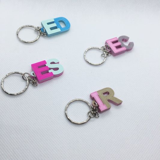Multi-colour Personalised Initial Keyring, Letter Key Ring, Gifts under 5, Party Bag Filler, 3D printed keychain,Keychain Favours,School Bag