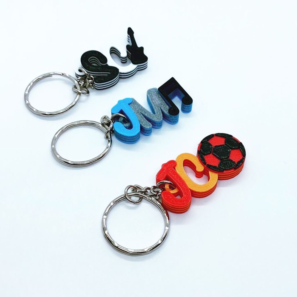 Bulk Order Multi-colour Personalised Initial Keyring, Letter Key Ring, Gifts under 5, Party Bag Filler, 3D printed keychain,Keychain Favours