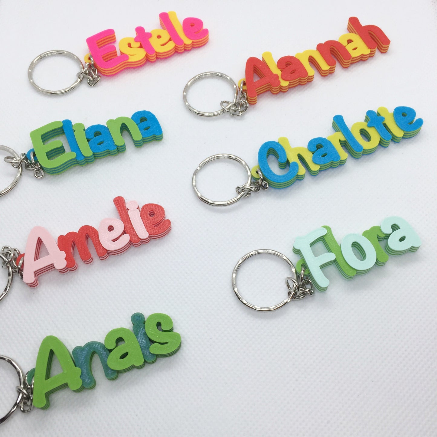 Multi-colour Personalised Keyring, 3D printed keychain, gifts under 5, keychain favours, teacher gift tag, unicorn keychain, biodegradable