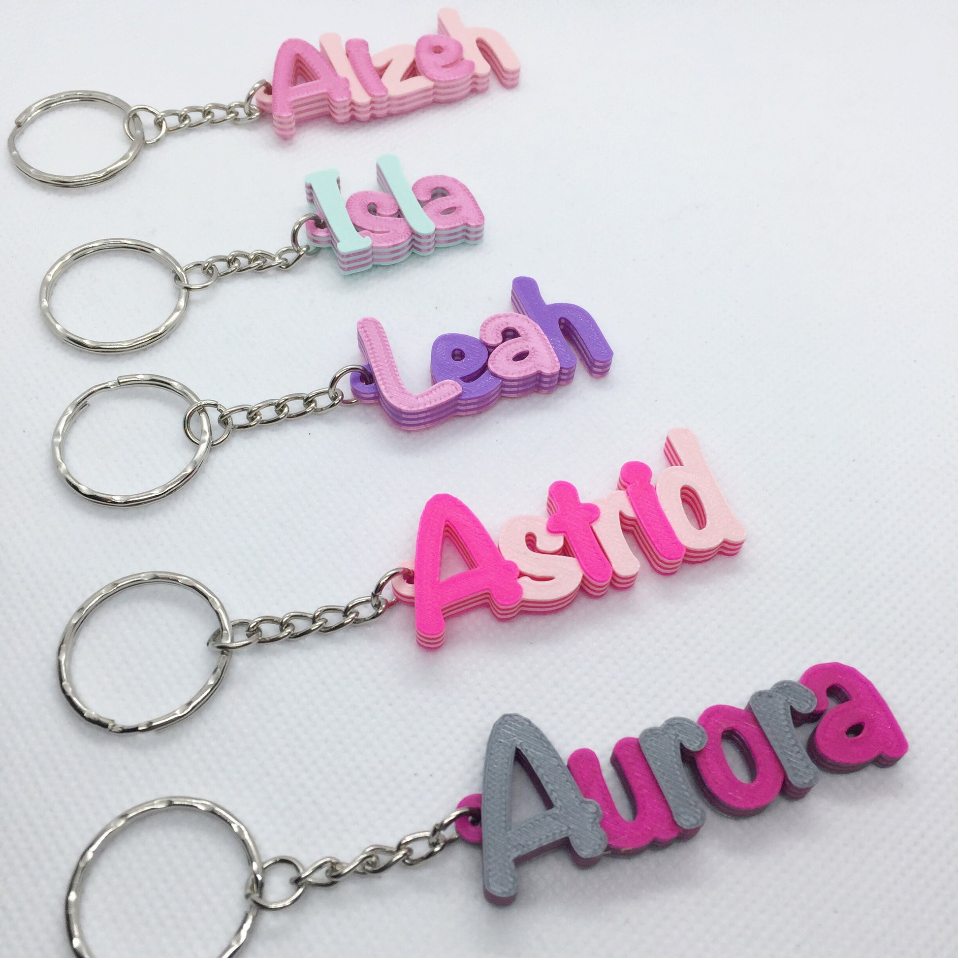 Multi-colour Personalised Keyring, 3D printed keychain, gifts under 5, keychain favours, teacher gift tag, unicorn keychain, biodegradable