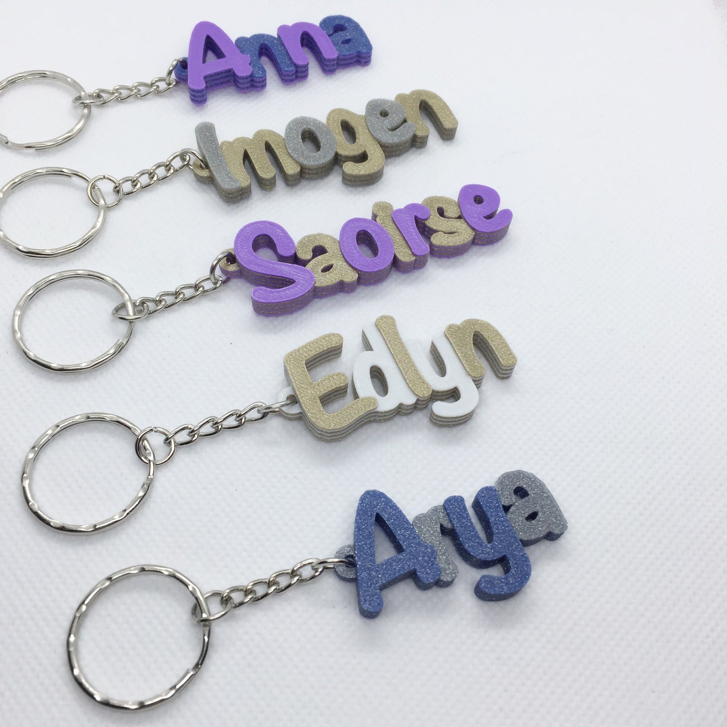 Multi-colour Personalised Keyring, 3D printed keychain, gifts under 5, keychain favours, teacher gift tag, unicorn keychain, biodegradable